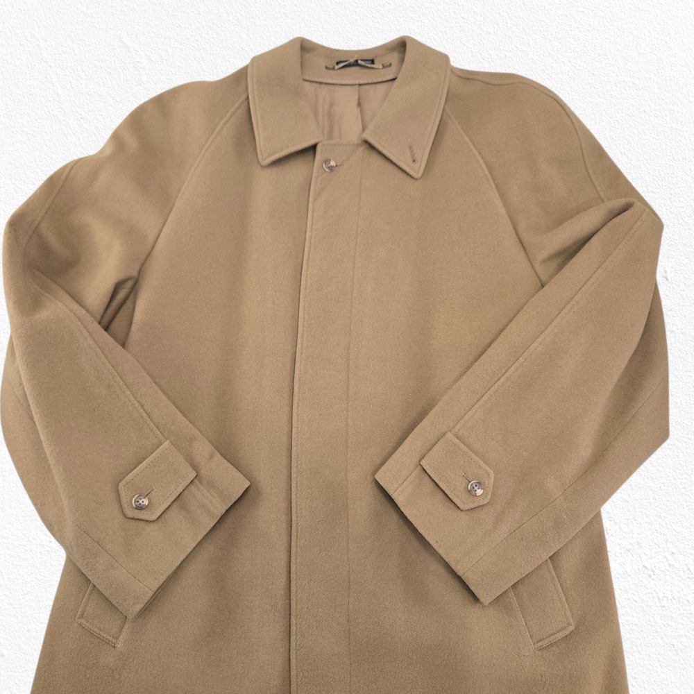 Vintage 70s Lodenfrey Camel Minimalist Overcoat West Germany Wool Mohair Coat XL - Picture 4 of 16